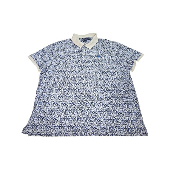 Polo Ralph Lauren Floral Polo Shirt Men's XXL Classic Fit Blue White Golf - Picture 3 of 11